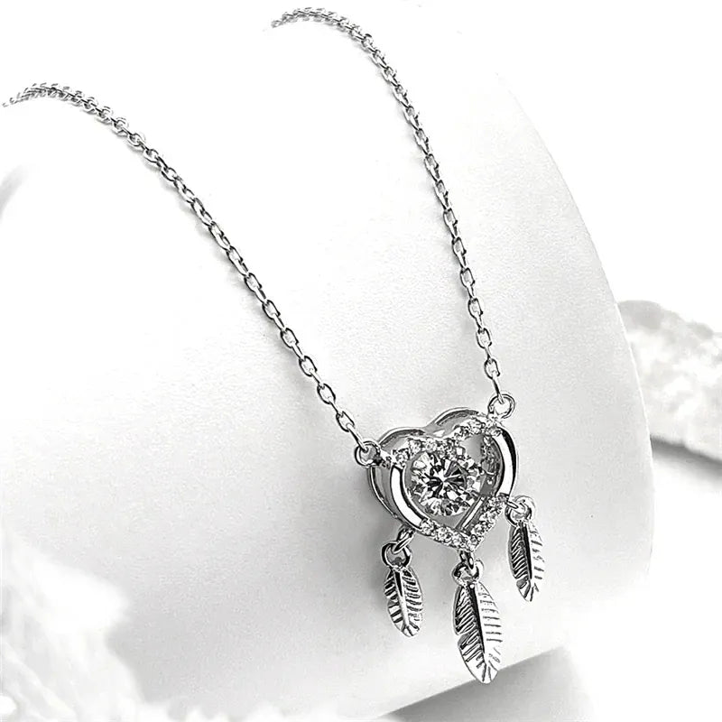 Heart Dreamcatcher Silver Necklace