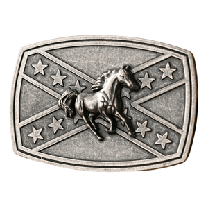 Bältespänne med sydstatsflagga och westernmotiv Silverhäst