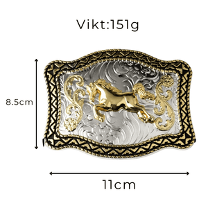 Bältesspänne med gyllene häst western stil
