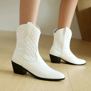 Låga Cowgirl Boots med Quiltat Skaft