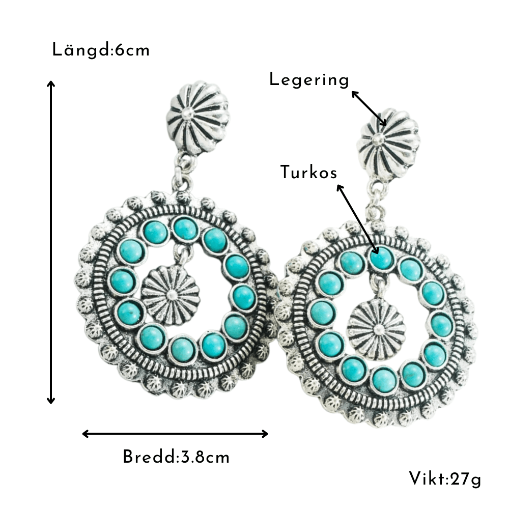 Bohemiska örhängen silver Silver med turkos