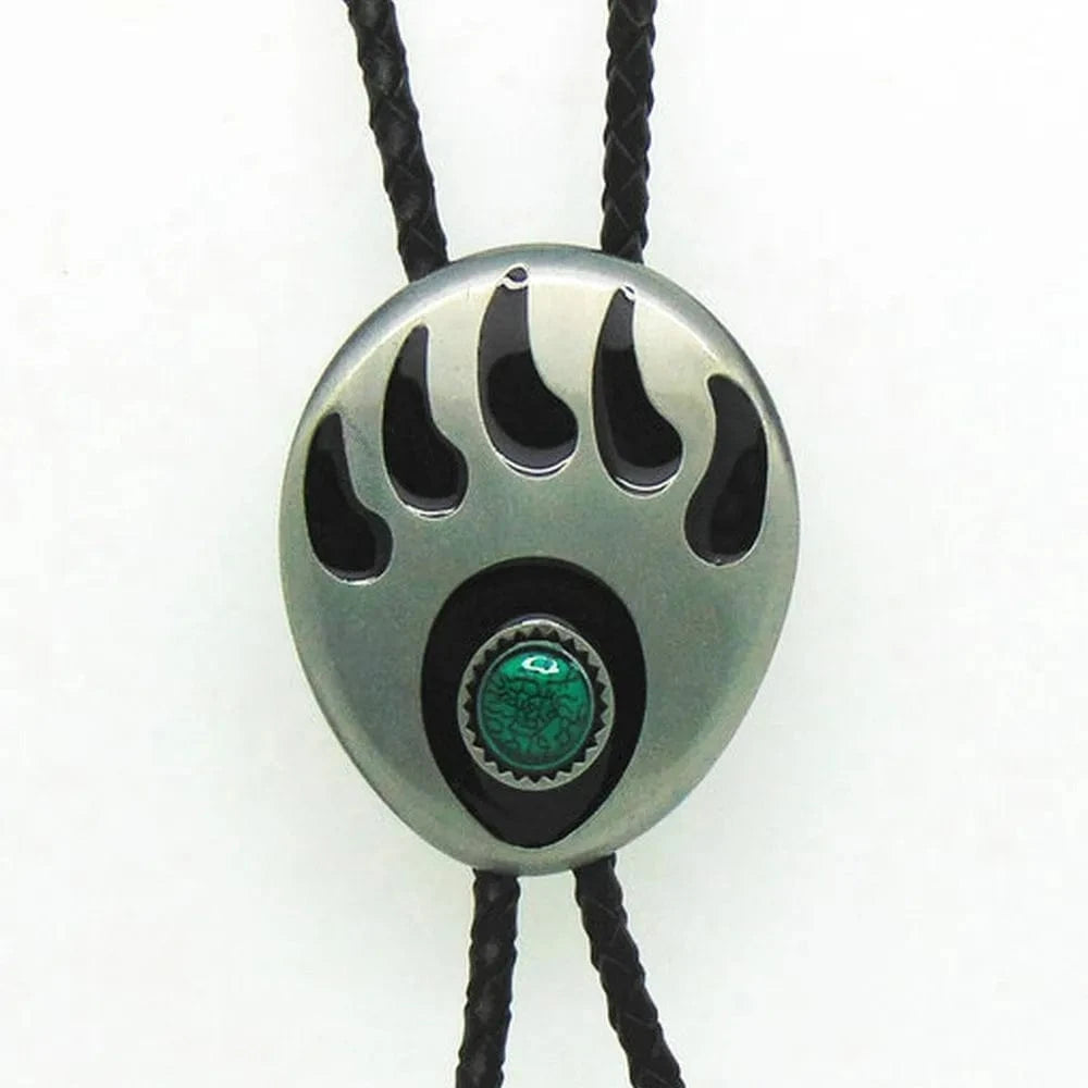 Bolo tie med björnspår och agatsten Silver