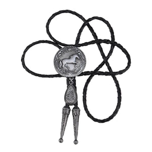 Bolo tie med rund hästberlock och läderband