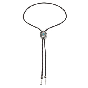 Bolo tie med turkosdetalj och justerbar läderrem Svart läderrem
