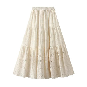 Broderie anglaise kjol Beige / One Size