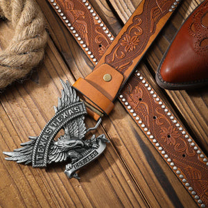 Cowboyläderbälte med Texas örnspänne