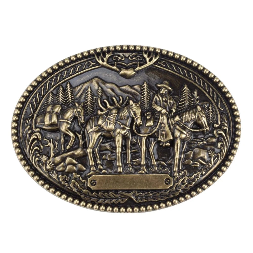 Jaktscen Bältesspänne med Vildmark och Ryttare Brons