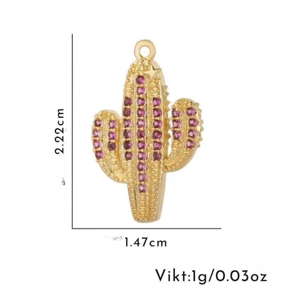 Gold Cactus Crystal Pendant Charm