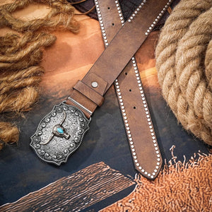 Klassisk cowboybälte tjurhuvudspänne