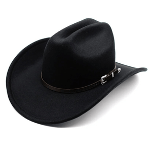 Klassisk Cowboyhatt Läderband Svart / 57-59cm