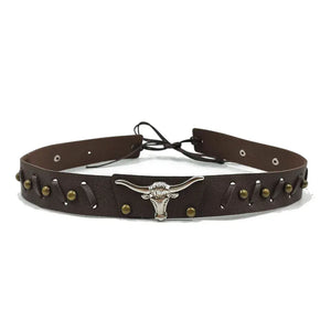 Mörkbrunt westernhattband longhornhuvud Mörkbrun / 56-58cm
