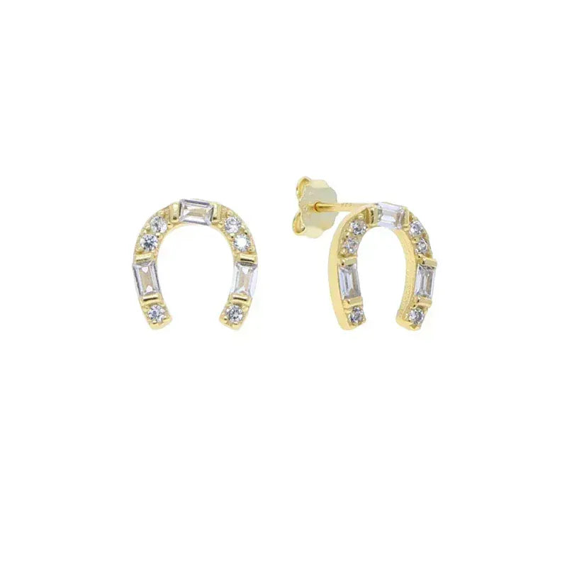 925 Silver Horseshoe Stud Earrings