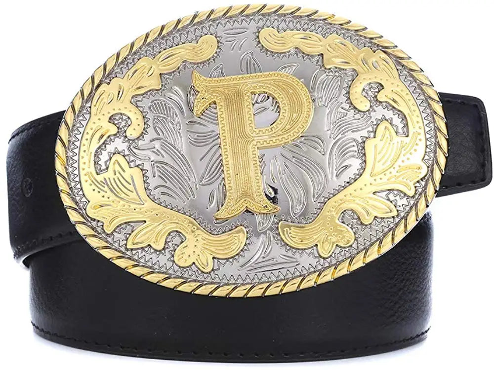 Oval Western Belt Buckle With Initial