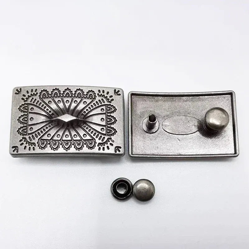 Rektangulär concho i vintagemetall Antik silver