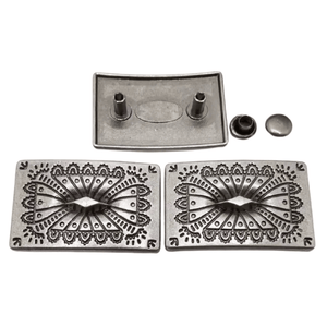 Rektangulär concho i vintagemetall Antik silver
