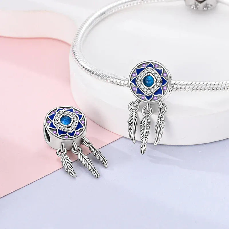 Blue Dreamcatcher Sterling Silver Charm