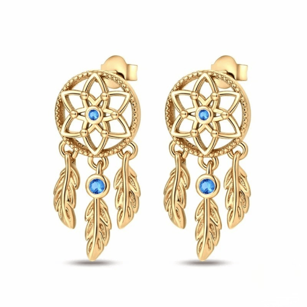 Gold Dreamcatcher Sterling Silver Earrings