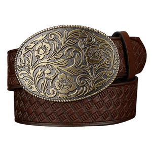 Westernbälte blommigt spänne Mörkbrun / 120cm