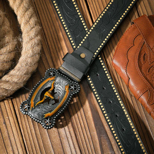 Westernbälte med antikt longhornmotiv