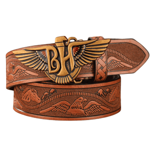 Westernbälte med örnvingespänne Kamel/Guld / 120cm