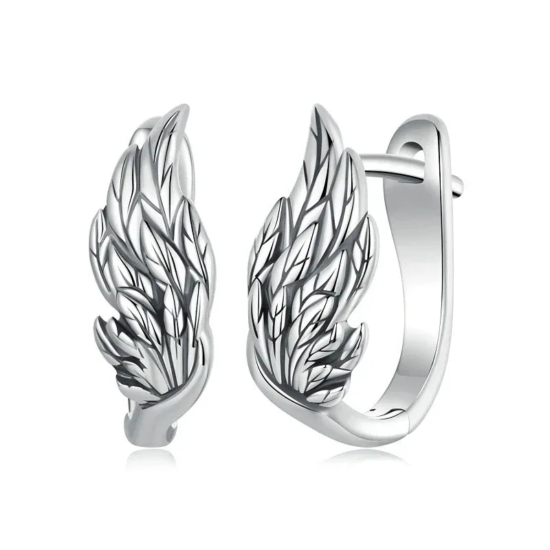 Silver Wing Hoop Earrings