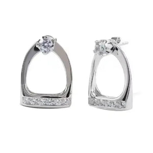 100% 925 Sterling Silver Bling Equestrian Horse Jewelry Micro Pave CZ Snaffle Bit 2025 New Charm Earring
