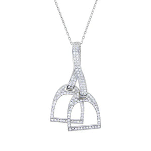 2025 Luxury 925 Silver Sterling Iced Out Bling Cz Paved Horse Hoof Pendant Horseshoe Bit Necklace Women Fashion Jewelry silver / 41with5cm