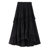 Asymmetrisk plisserad kjol med volanger Svart / One Size