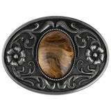 Bältespänne med dekorsten och blommönster Mörksilver A