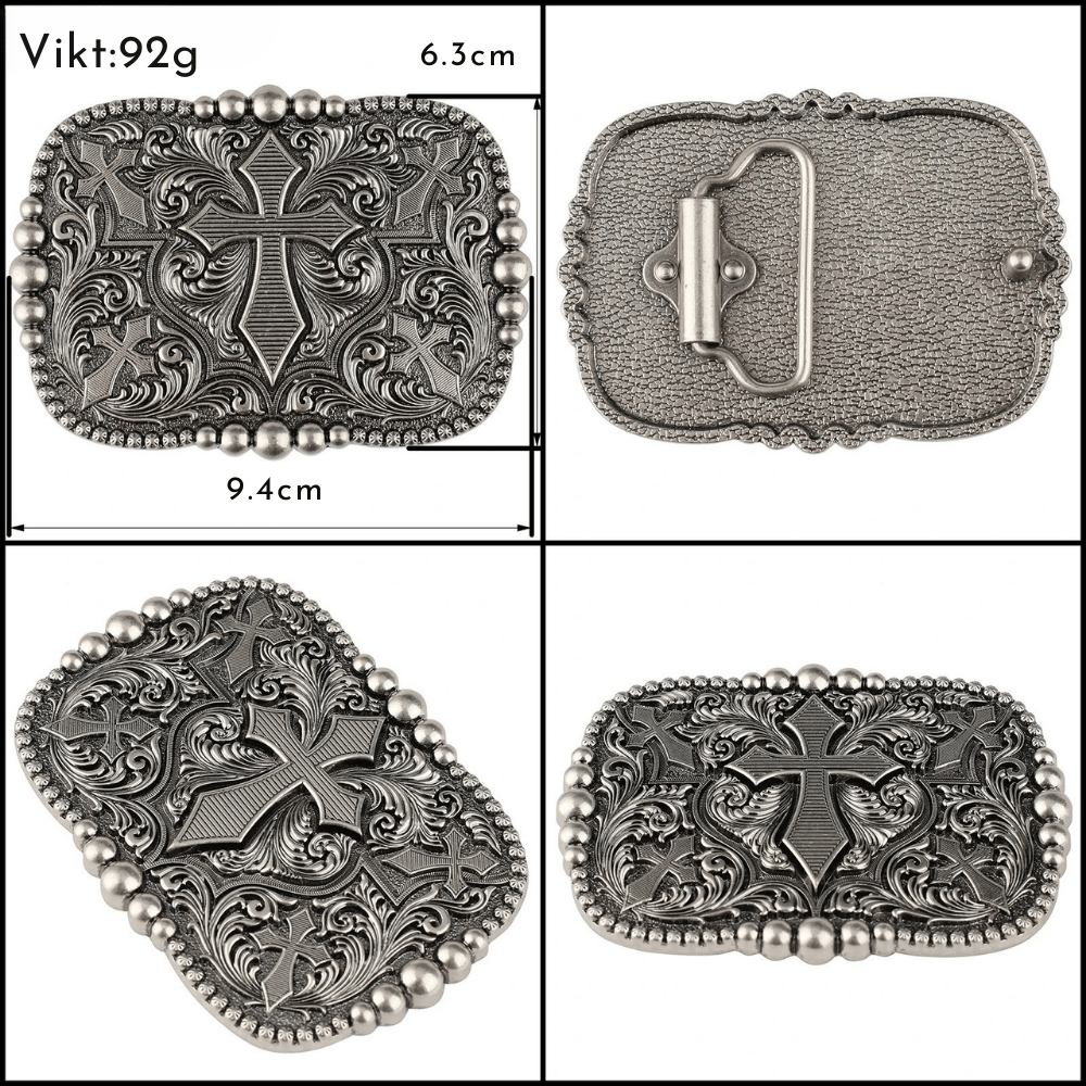 Bältespänne med kors och ornament i westernstil