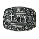 Bältespänne med kors och stjärnor westerndesign Silver