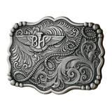 Bältespänne western BH mönstrad gravyr Silver