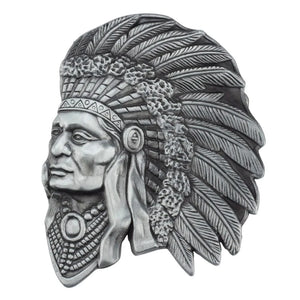 Bältesspänne cowboy indian hövding western stil för män Antiksilver