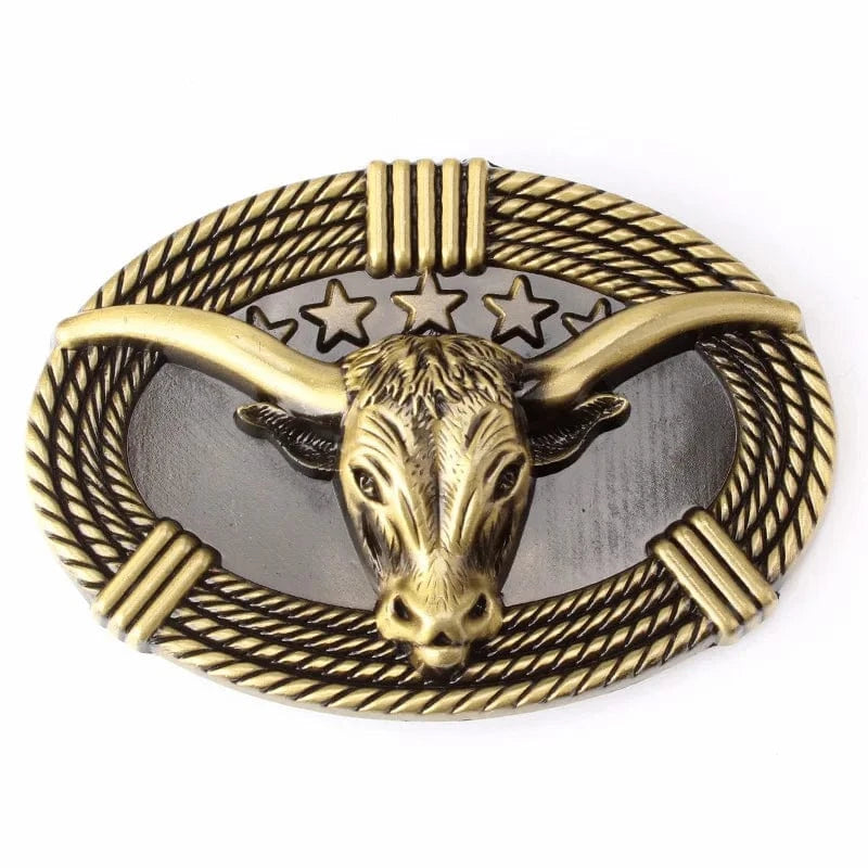 Bältesspänne med buffelhuvud flera färgalternativ Guld
