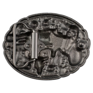 Bältesspänne med revolver turkos stenar western stil Antiksilver