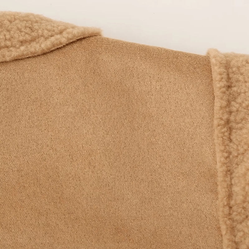 Beige Teddyväst med Vita Broderier