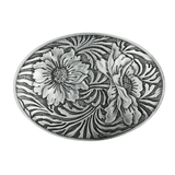 Blommig Bältesspänne  Oval Silver
