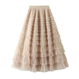 Bohemisk lång kjol Beige / One Size
