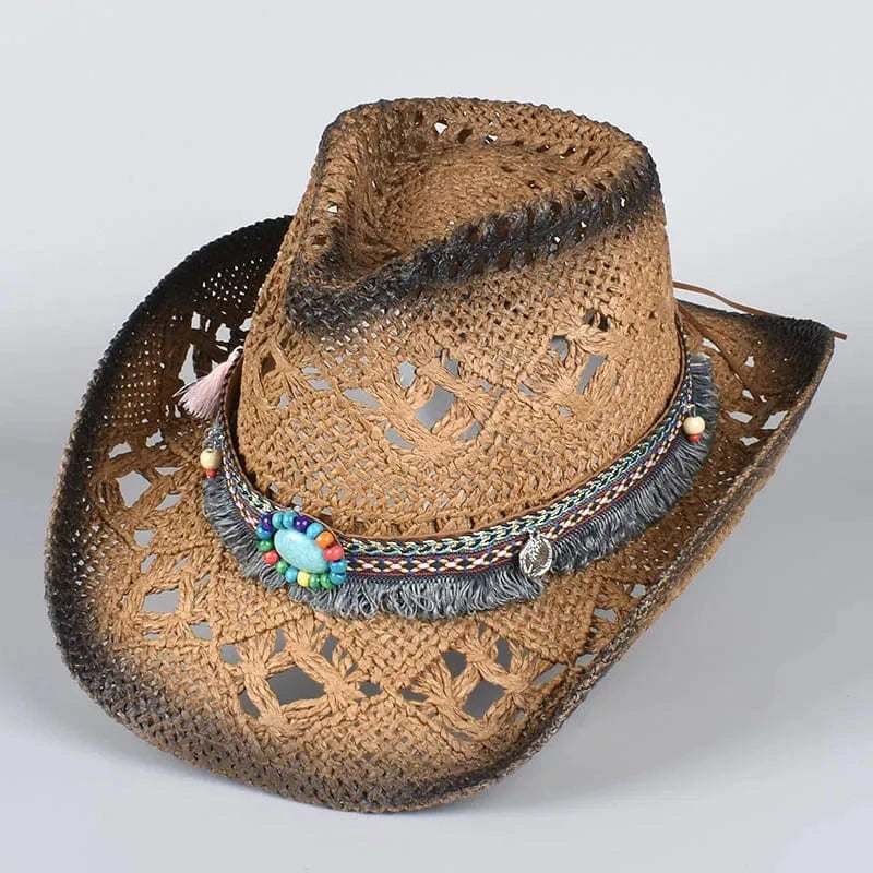 Boho Cowboy Stråhatt Mörkbrun / About 58cm