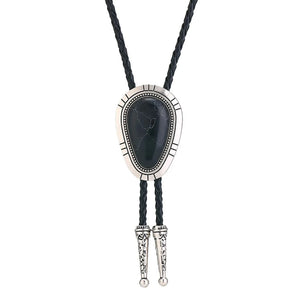 Bolo tie i droppform med naturlig turkos