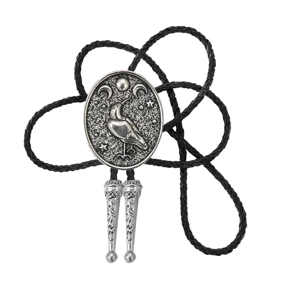 Bolo tie med djurmönster och månmotiv Silver
