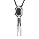 Bolo tie med geometrisk infattning och äkta sten Svart