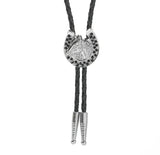 Bolo tie med hästhuvud och glittrande hästsko Svart