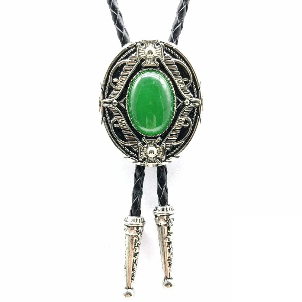 Bolo tie med oval agatsten och vintageinfattning