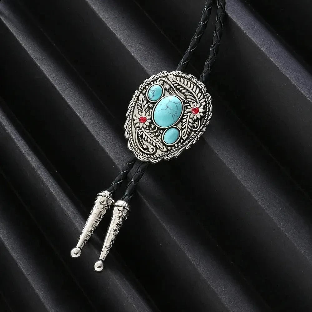 Bolo tie med snidade detaljer och naturlig sten