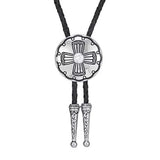 Bolo tie rund med korsdetalj och sten Vit
