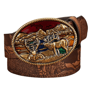 Cowboybälte färgstark westernspänne Mörkbrun / 120cm