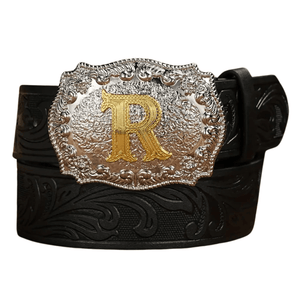 Cowboybälte med gyllene bokstav R / 120cm