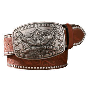 Cowboybälte med örnmotiv "America’s Freedom" Brunröd silver / 120cm