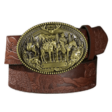 Cowboybälte med präglat westernspänne Guld mörkbrun / 120cm
